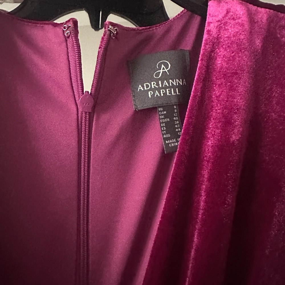 Adriana Papell Adrianna Papell Womens Velvet Faux-Wrap Ruffled Dress